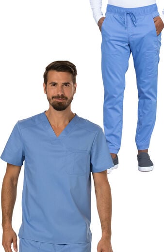 Men's Scrub Set: Chest Pocket V-Neck Top & Jogger Pant Men's Scrub Set: Chest Pocket V-Neck Top & Jogger Pant