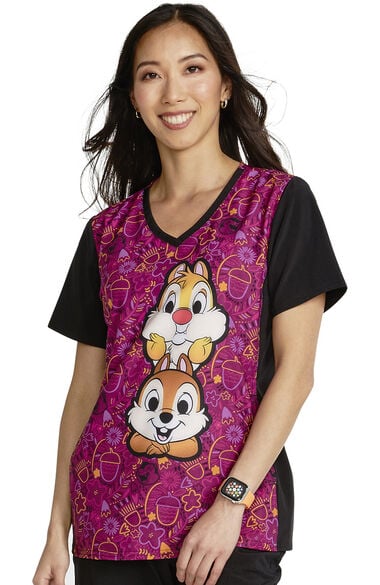 Women's Nuts For Nuts Print Scrub Top, , large