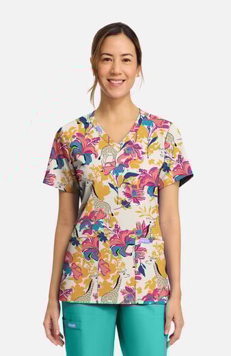 Women's Floral Safari Print Scrub Top Women's Floral Safari Print Scrub Top