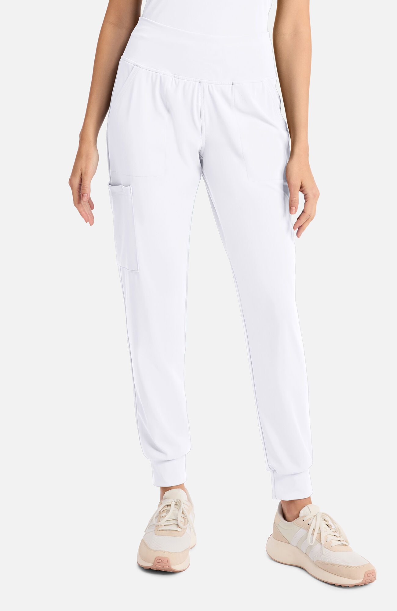 Women's 5-Pocket Pull-On Jogger Scrub Pant, WHT White | white, large