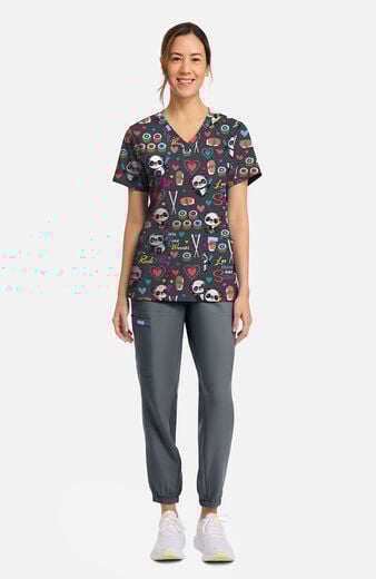 Women's Girls Gone Wasabi Print Scrub Top Women's Girls Gone Wasabi Print Scrub Top