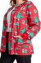 Women's Snap Front Meowy Christmouse Print Jacket, , large