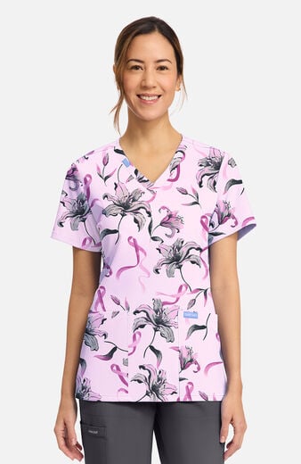 Women's Loving Lilies Print Scrub Top Women's Loving Lilies Print Scrub Top