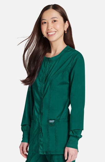 Women's Snap Front Crew Neck Scrub Jacket Women's Snap Front Crew Neck Scrub Jacket