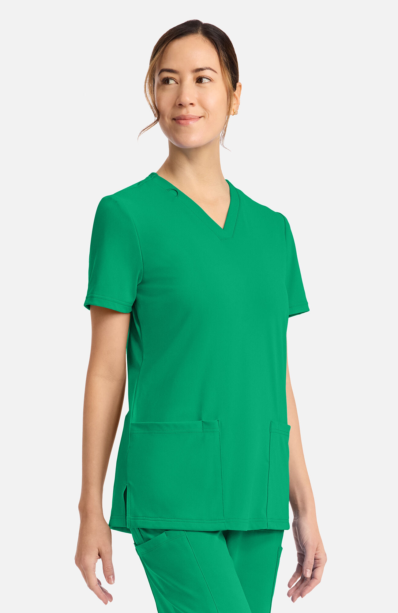 Women's 2-Pocket V-Neck Scrub Top, GAP Green Apple | green, large