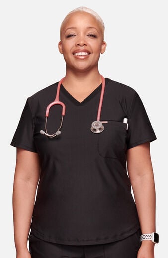 Women's Tuck-In Knit Mesh V-Neck Scrub Top Women's Tuck-In Knit Mesh V-Neck Scrub Top