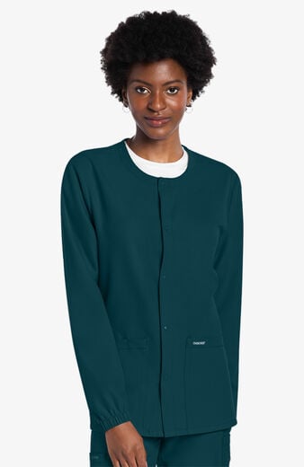 Unisex Snap-Front Crew Neck Scrub Jacket Unisex Snap-Front Crew Neck Scrub Jacket