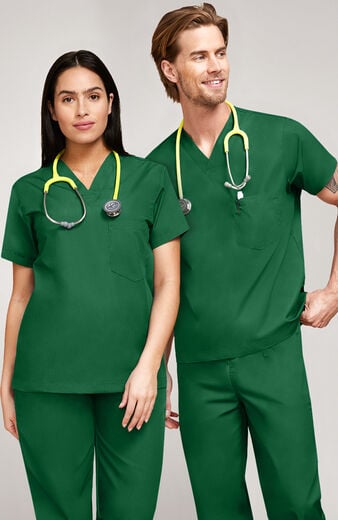 Unisex Chest Pocket V-Neck Scrub Top Unisex Chest Pocket V-Neck Scrub Top