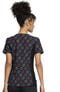 Clearance Women's Knit Panel Hearts On The Line Print Scrub Top, , large