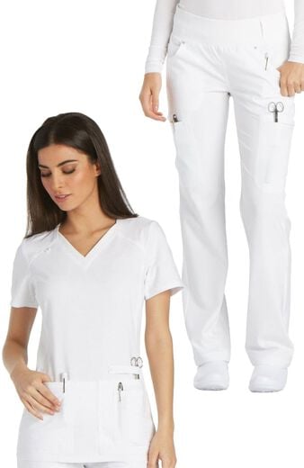 Women's Scrub Set: V-Neck Solid Top & Knit Waistband Pant Women's Scrub Set: V-Neck Solid Top & Knit Waistband Pant