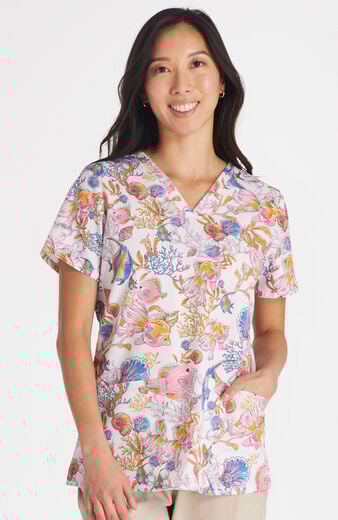 Women's Fin-Tastic Watercolor Print Scrub Top Women's Fin-Tastic Watercolor Print Scrub Top