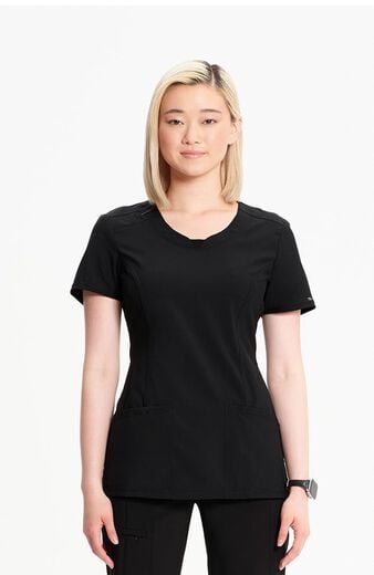 Women's Split Round Neck Solid Scrub Top Women's Split Round Neck Solid Scrub Top