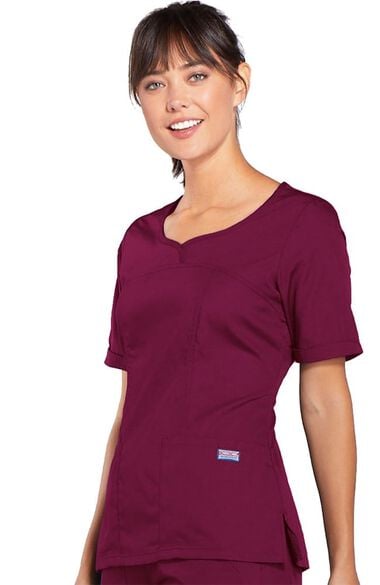 Clearance Women's Novelty V-Neck Solid Scrub Top, , large