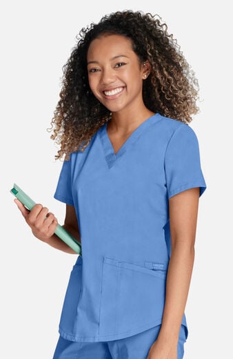 Women's 4-Pocket Shirttail V-Neck Scrub Top Women's 4-Pocket Shirttail V-Neck Scrub Top