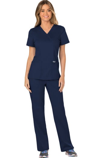 Women's Scrub Set: Shaped 3-Pocket Mock Wrap Top & Elastic Waist Cargo Pocket Pant Women's Scrub Set: Shaped 3-Pocket Mock Wrap Top & Elastic Waist Cargo Pocket Pant