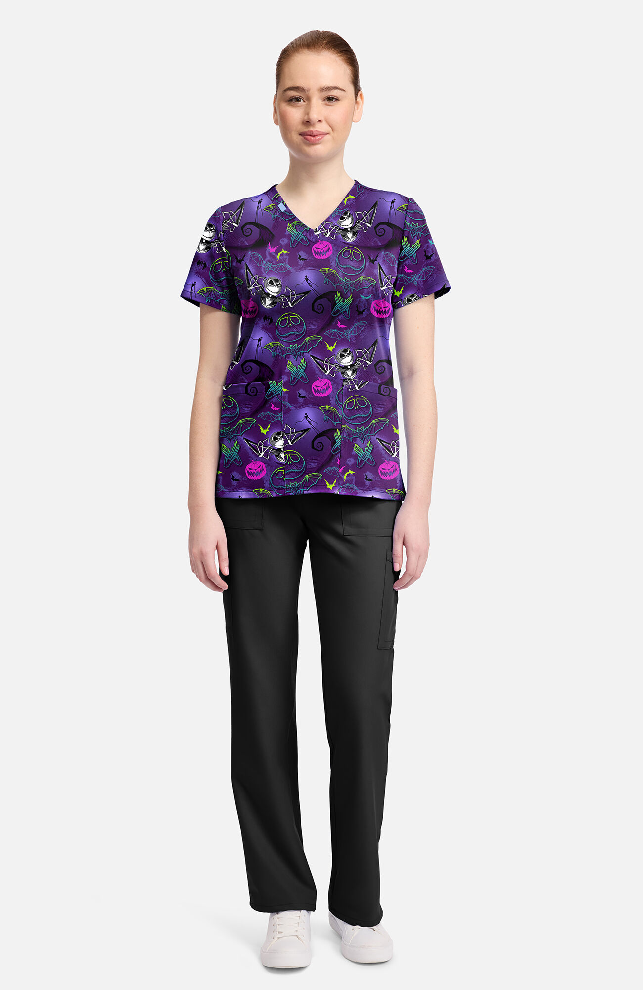 Women's Ghost-Like Charm Print Scrub Top