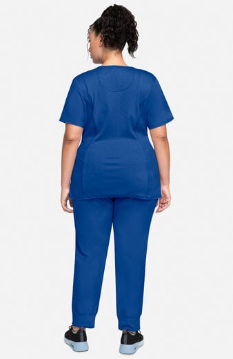 Women's Scrub Set: Split Round Neck Top & Tapered Jogger Pant Women's Scrub Set: Split Round Neck Top & Tapered Jogger Pant