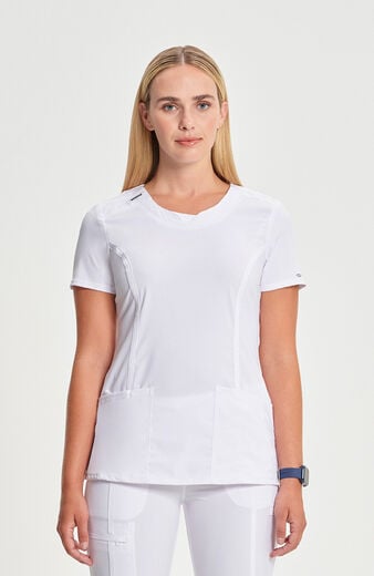 Women's Split Round Neck Solid Scrub Top Women's Split Round Neck Solid Scrub Top