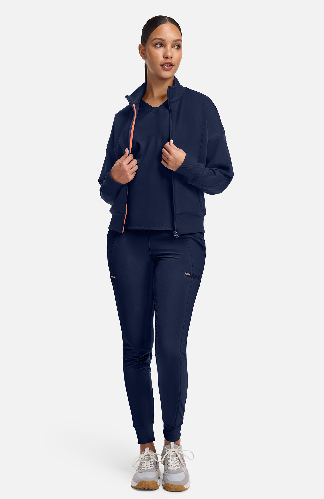 Women's Zip Front Dolman Cropped Scrub Jacket