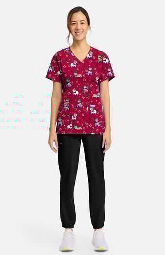 Women's Cowgirl Kitty Print Scrub Top Women's Cowgirl Kitty Print Scrub Top