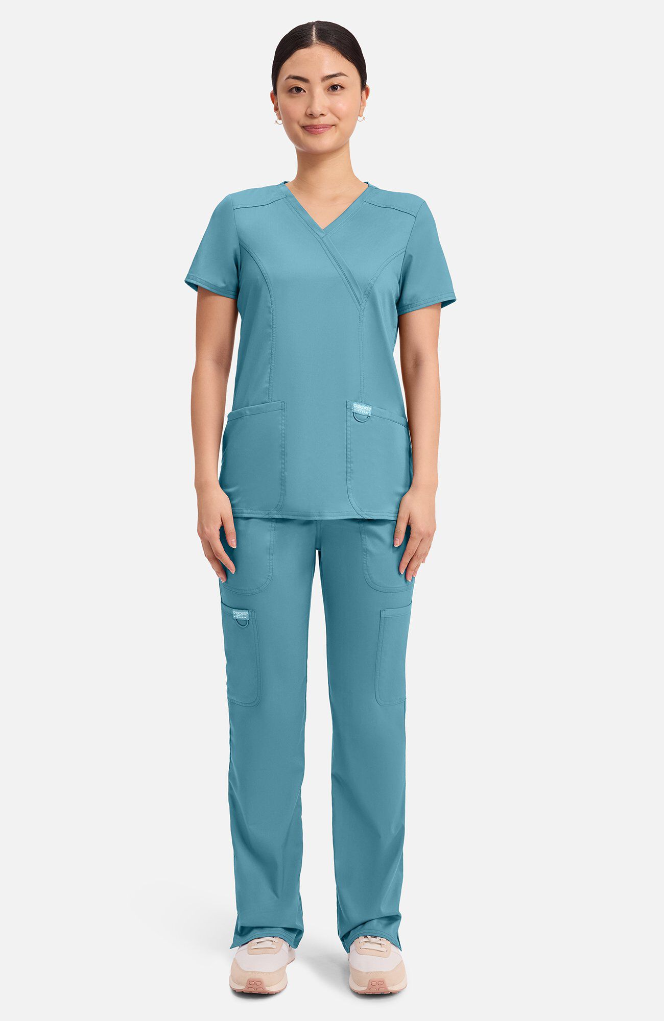 Women's Shaped 3-Pocket Mock Wrap Scrub Top