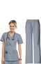 Women's Scrub Set: Mock Wrap Top & Elastic Waist Pant, , large