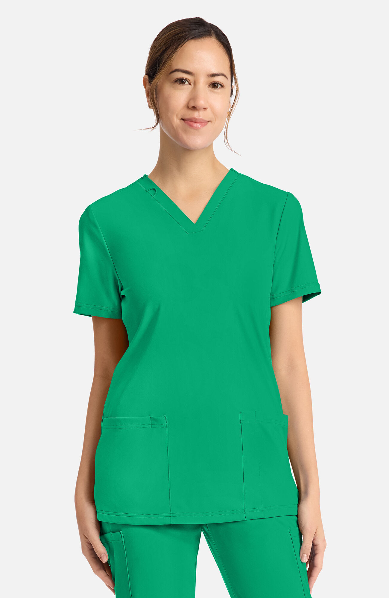 Women's 2-Pocket V-Neck Scrub Top, GAP Green Apple | green, large