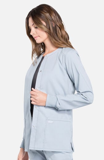 Women's Snap Front Warm-Up Solid Scrub Jacket Women's Snap Front Warm-Up Solid Scrub Jacket