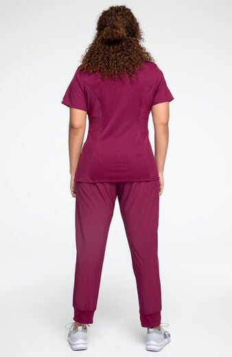 Women's Scrub Set: Split Round Neck Top & Tapered Jogger Pant Women's Scrub Set: Split Round Neck Top & Tapered Jogger Pant