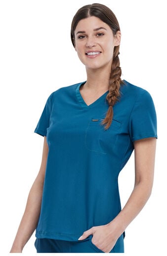 Women's Tuck-In Knit Mesh V-Neck Scrub Top Women's Tuck-In Knit Mesh V-Neck Scrub Top