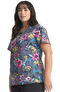 Women's Round Neck Electric Blossoms Print Scrub Top, , large
