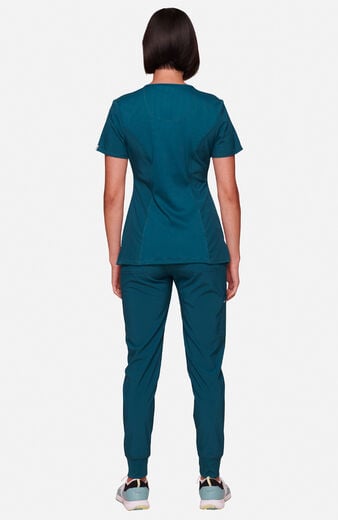 Women's Scrub Set: Split Round Neck Top & Tapered Jogger Pant Women's Scrub Set: Split Round Neck Top & Tapered Jogger Pant