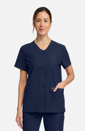 Women's 2-Pocket Snap Front V-Neck Scrub Top Women's 2-Pocket Snap Front V-Neck Scrub Top