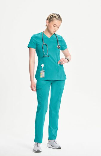 Women's 2-Pocket Shirttail Knit V-Neck Scrub Top Women's 2-Pocket Shirttail Knit V-Neck Scrub Top