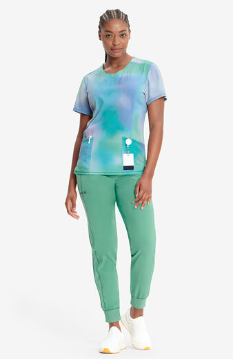 Women's 3 Pocket Northern Lights Print Scrub Top Women's 3 Pocket Northern Lights Print Scrub Top