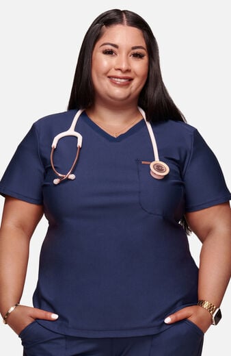 Women's Tuck-In Knit Mesh V-Neck Scrub Top Women's Tuck-In Knit Mesh V-Neck Scrub Top