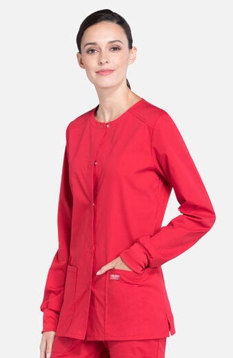 Women's Snap Front Warm-Up Solid Scrub Jacket Women's Snap Front Warm-Up Solid Scrub Jacket