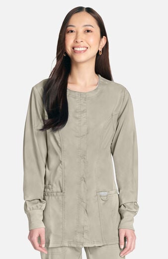 Women's Snap Front Crew Neck Scrub Jacket Women's Snap Front Crew Neck Scrub Jacket