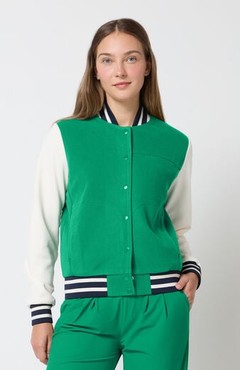 Women's Varsity 3-Pocket Bomber Scrub Jacket Women's Varsity 3-Pocket Bomber Scrub Jacket