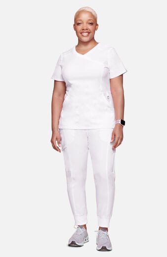Women's Scrub Set: Mock Wrap Solid Top & Tapered Jogger Pant Women's Scrub Set: Mock Wrap Solid Top & Tapered Jogger Pant
