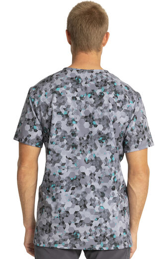Clearance Men's Abstract Ways Print Scrub Top