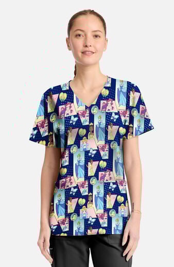 Women's Comic Princess Print Scrub Top Women's Comic Princess Print Scrub Top
