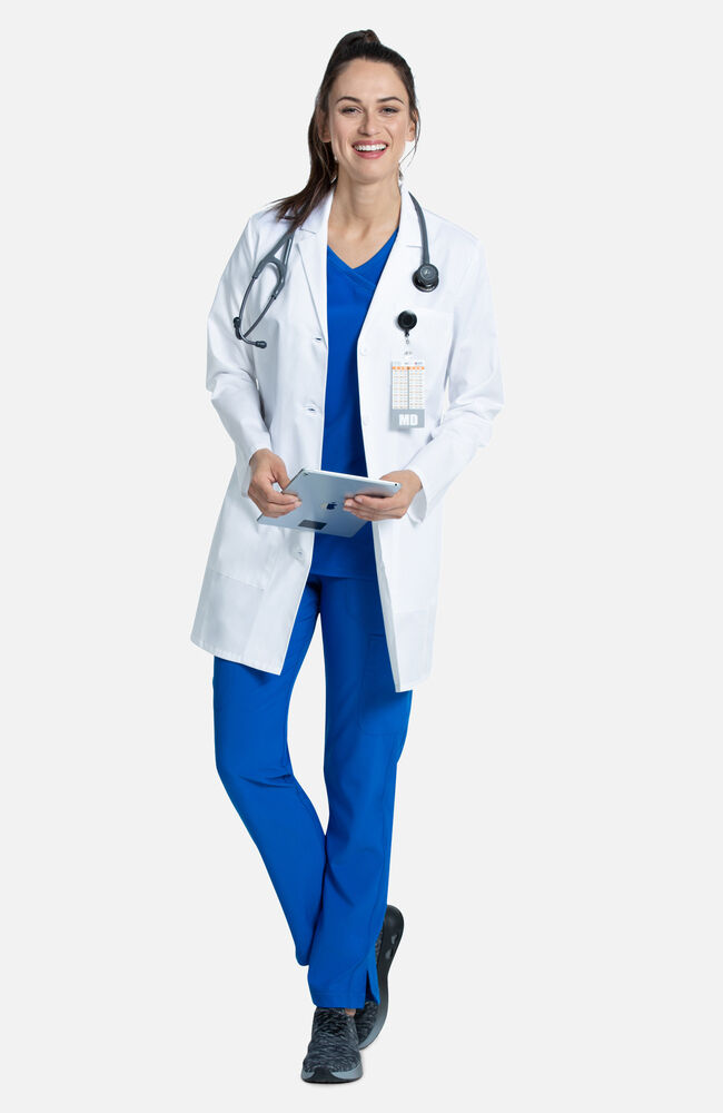 Blue store lab coat