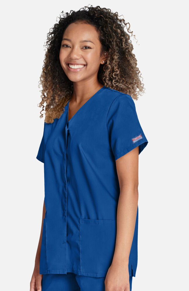 Short sleeve snap new arrivals front scrub top