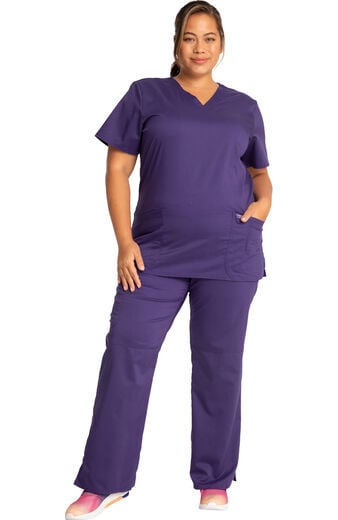 Women's Scrub Set: 3-Pocket V-Neck Stretch Top & Drawstring Flare Pant Women's Scrub Set: 3-Pocket V-Neck Stretch Top & Drawstring Flare Pant
