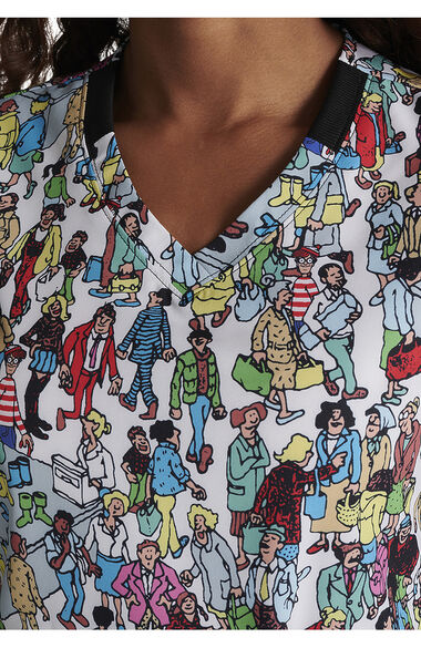 Women's Where's Waldo? Print Scrub Top, , large