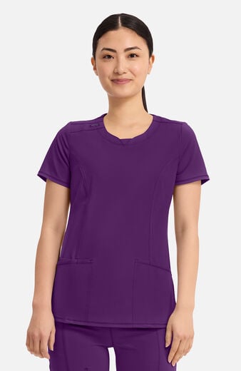 Women's Split Round Neck Solid Scrub Top Women's Split Round Neck Solid Scrub Top