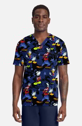 Men's Mickey Bro Time Print Scrub Top Men's Mickey Bro Time Print Scrub Top