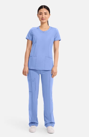 Women's Split Round Neck Solid Scrub Top Women's Split Round Neck Solid Scrub Top