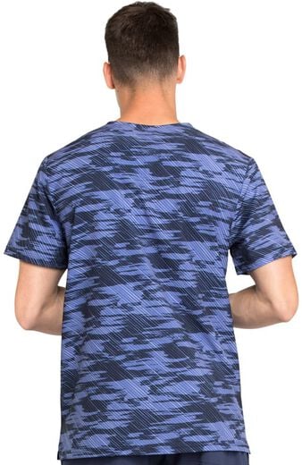 Clearance Men's V-Neck Abstract Print Scrub Top